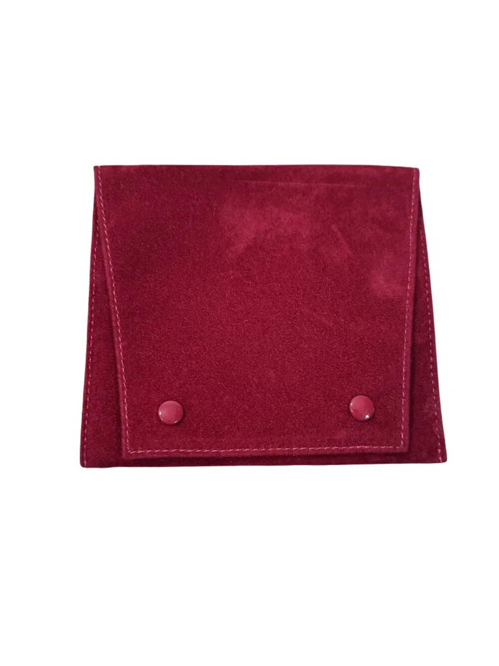 Cartier Red Suede‎ Snap Closure Jewelry Pouch Travel Case Made In Spain